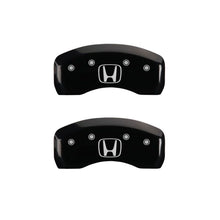 Load image into Gallery viewer, MGP 4 Caliper Covers Engraved Front Honda Engraved Rear H Logo Black finish silver ch MGP