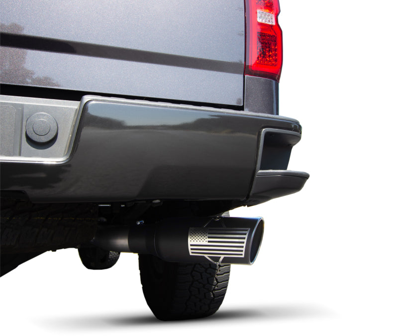 Gibson 15-18 Chevrolet Silverado 1500 LS 5.3L 4in Patriot Series Cat-Back Single Exhaust - Stainless - eliteracefab.com