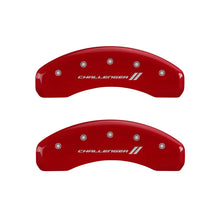 Load image into Gallery viewer, MGP 4 Caliper Covers Engraved Front &amp; Rear With stripes/Challenger Red finish silver ch MGP