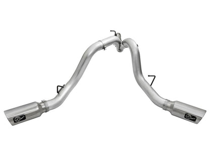 aFe Atlas Exhaust 4in Dual DPF-Back Al Steel w/ Pol Tips 16-17 GM Diesel Truck V8-6.6L (td) LML aFe