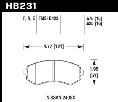 Hawk 89-93 240SX LE & SE (non-ABS) & Base / 94-96 240SX SE & Base HP+ Street Front Brake Pads - eliteracefab.com