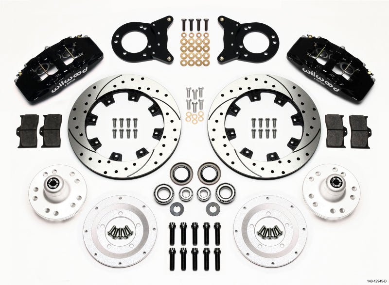 Wilwood Dynapro 6 Front Hub Kit 12.19in Drilled 1970-1973 Mustang Disc & Drum Spindle Wilwood