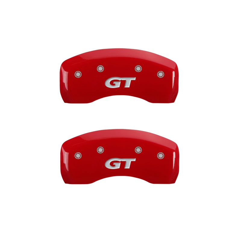 MGP 4 Caliper Covers Engraved Front Mustang Engraved Rear SN95/GT Red finish silver ch MGP