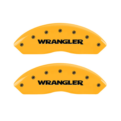 MGP 4 Caliper Covers Engraved Front & Rear Hemi Yellow Finish Black Char 2006 Jeep Commander MGP