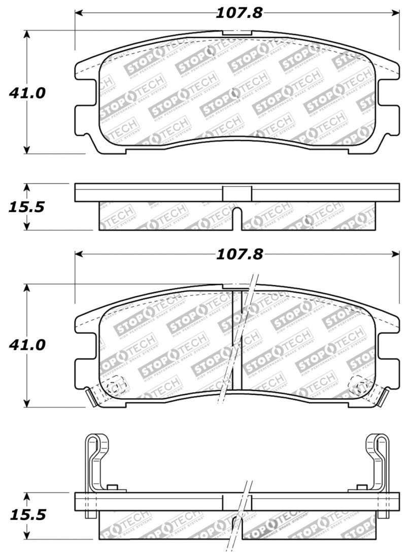 StopTech Performance 4/89-99 Mitsubishi Eclipse GST Rear Brake Pads Stoptech