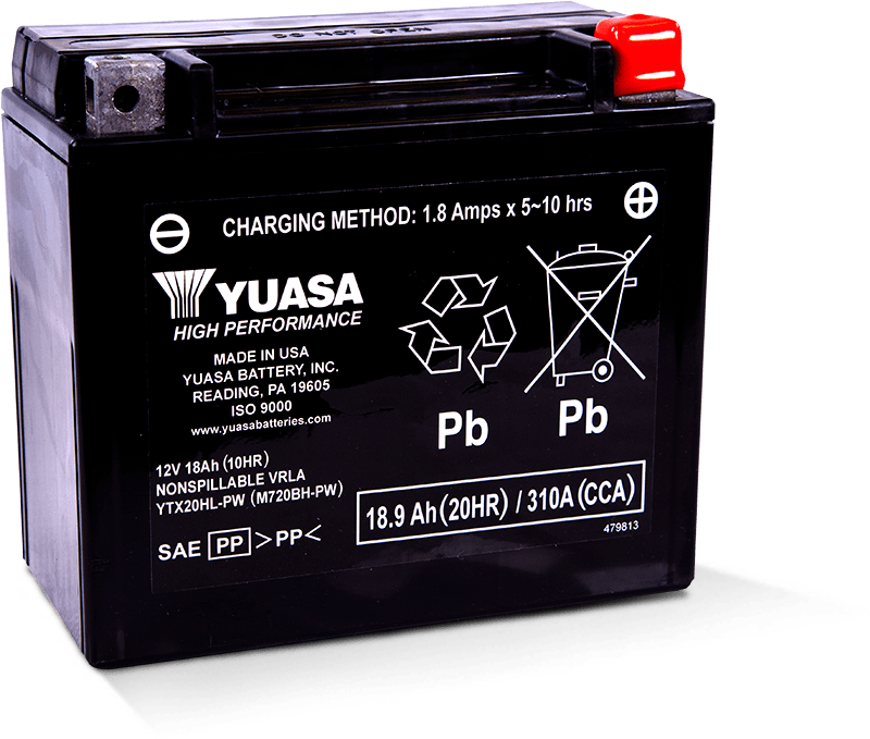 Yuasa YTX20HL-PW Maintenance Free AGM 12 Volt Battery Yuasa Battery