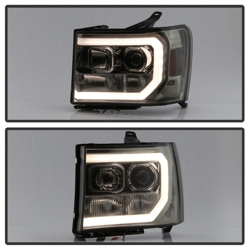 Spyder GMC Sierra 1500/2500/3500 07-13 V2 Projector Headlights - Smoke PRO-YD-GS07V2-LBDRL-SM - eliteracefab.com