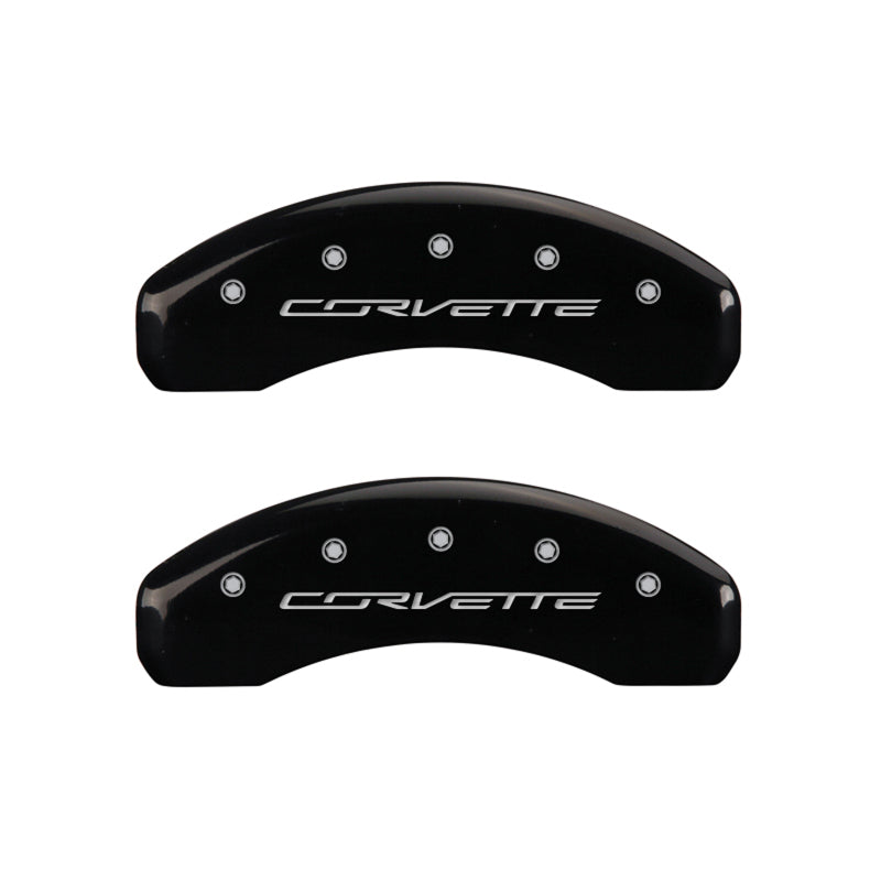 MGP 4 Caliper Covers Engraved Front & Rear C7/Corvette Black finish silver ch MGP