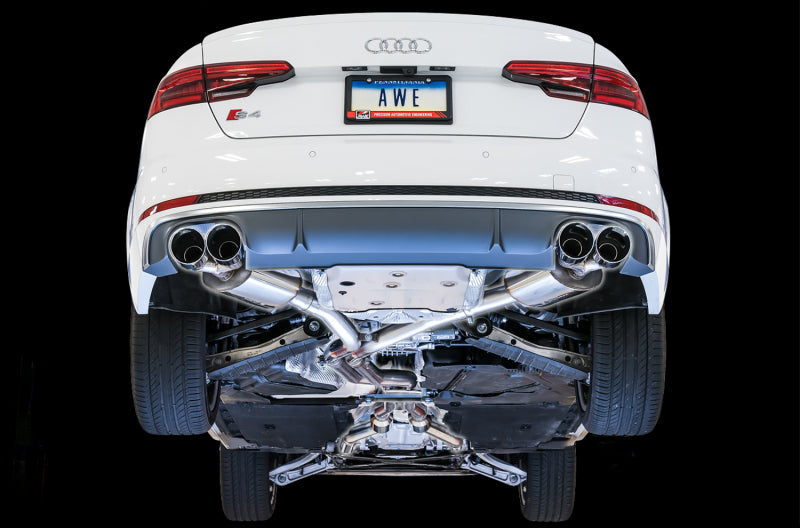 AWE Tuning Audi B9 S4 Touring Edition Exhaust - Non-Resonated (Silver 102mm Tips) AWE Tuning