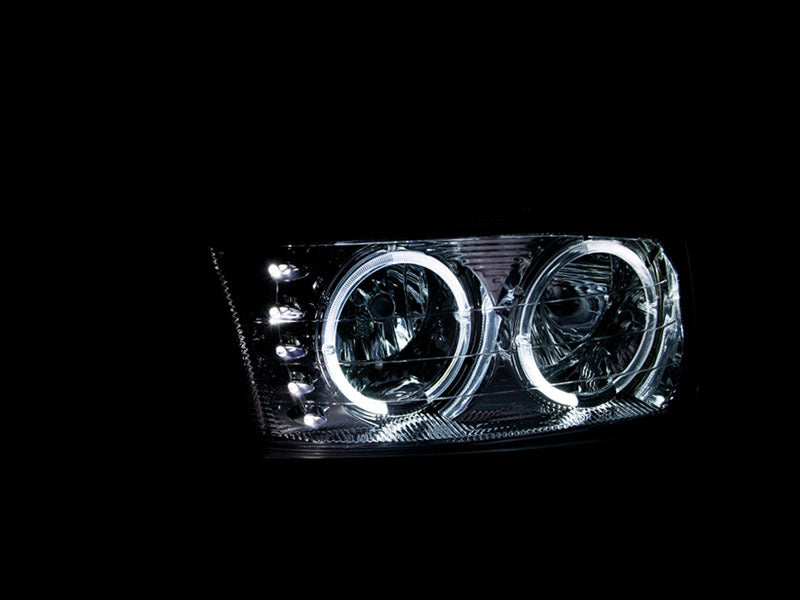 ANZO USA GMC Sierra Crystal Headlights W/ Halo & Led Chrome; 1999-2006 - eliteracefab.com