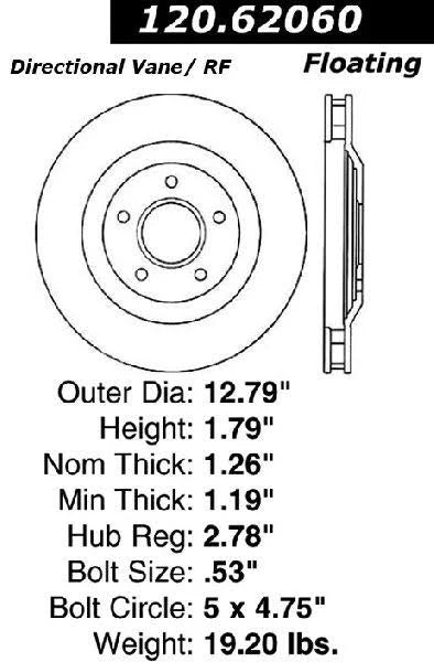 CENTRIC 97-04 CHEVY CORVETTE RIGHT FRONT PREMIUM ROTOR, 120.62060 - eliteracefab.com