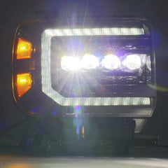 AlphaRex 14-18 GMC Sierra NOVA LED Proj Headlights Plnk Style Alpha Blk w/Activ Light/Seq Signal/DRL - eliteracefab.com