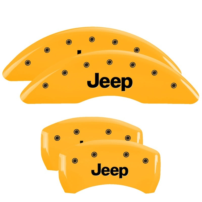 MGP 4 Caliper Covers Engraved Front & Rear Jeep Yellow Finish Black Char 2006 Jeep Commander MGP