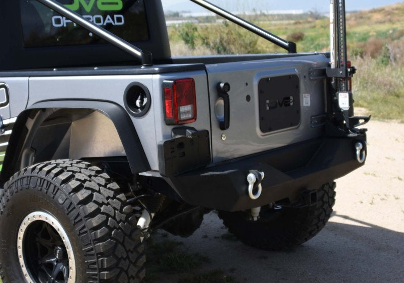 DV8 Offroad 07-18 Jeep Wrangler JK Steel Mid Length Rear Bumper - eliteracefab.com