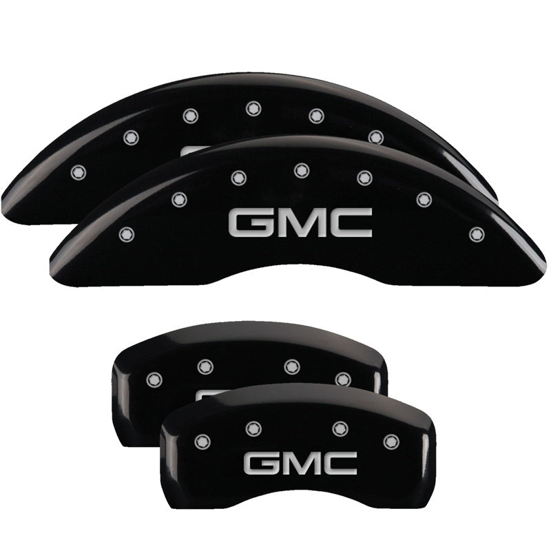 MGP 4 Caliper Covers Engraved Front & Rear GMC Black finish silver ch MGP