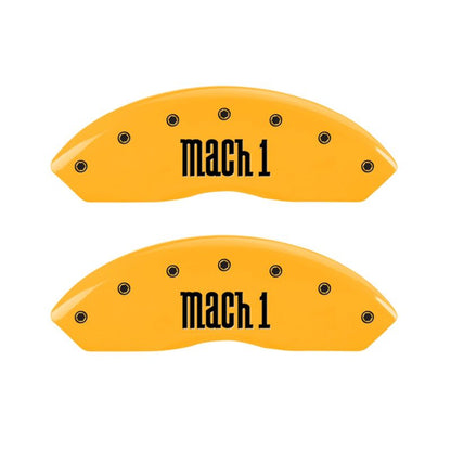 MGP 4 Caliper Covers Engraved Front & Rear Mach 1 Yellow Finish Black Char 2004 Ford Mustang MGP