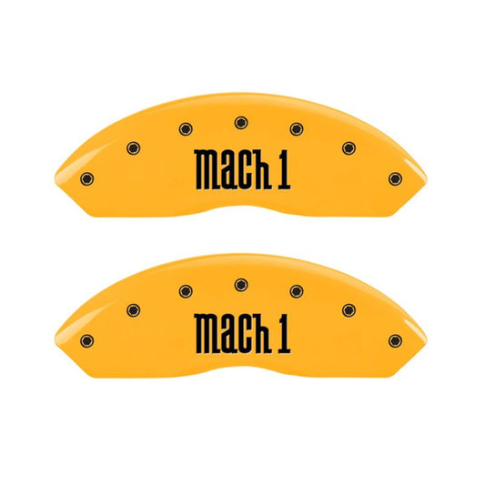 MGP 4 Caliper Covers Engraved Front & Rear Mach 1 Yellow Finish Black Char 2004 Ford Mustang MGP