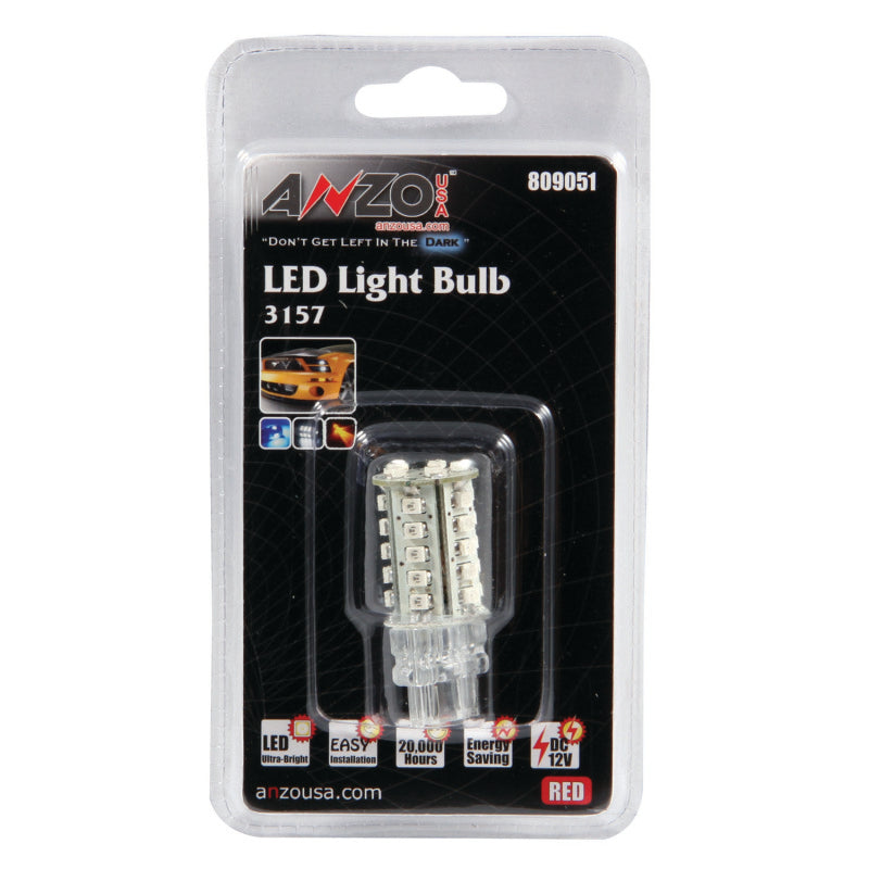 ANZO LED Bulbs Universal 3157 Red - 30 LEDs 2in Tall - eliteracefab.com