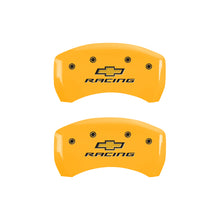 Load image into Gallery viewer, MGP 4 Caliper Covers Engraved Front &amp; Rear Chevy racing Yellow finish black ch MGP