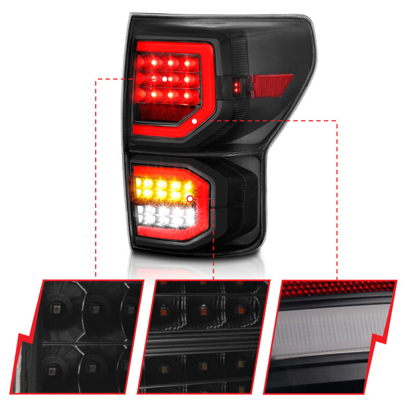 ANZO 2007-2013 Toyota Tundra LED Taillights Plank Style Black w/Smoke Lens - eliteracefab.com