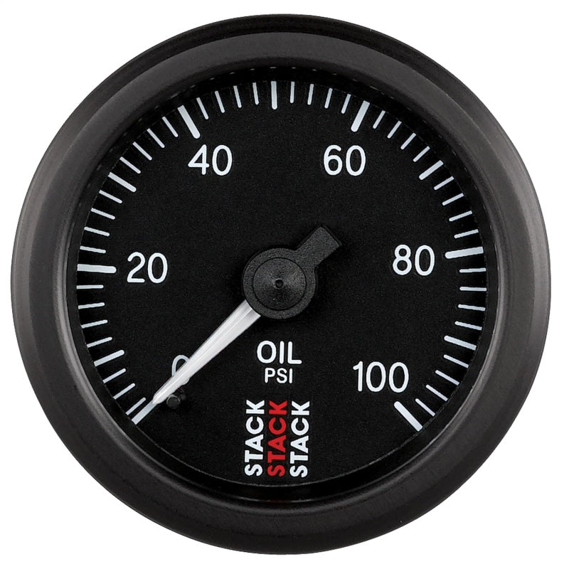 Autometer Stack 52mm 0-100 PSI 1/8in NPTF (M) Mechanical Oil Pressure Gauge - Black.