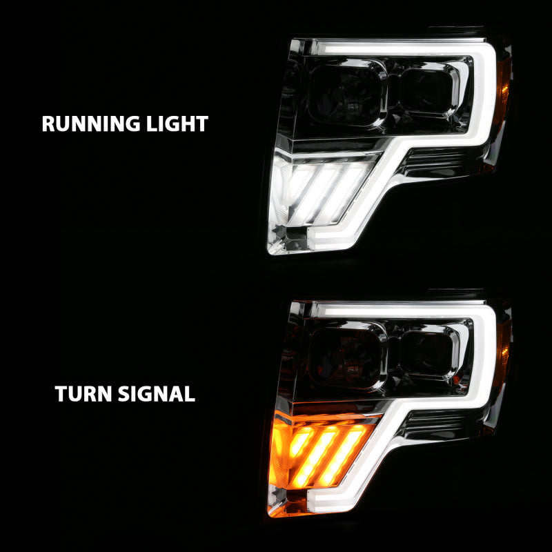 ANZO 2009-2013 Ford F-150 Projector Light Bar G4 Switchback H.L. Chrome Amber - eliteracefab.com