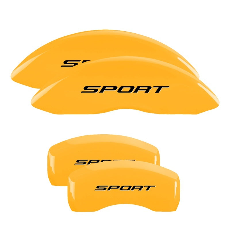 MGP 4 Caliper Covers Engraved Front & Rear No Bolts/Sport 2015 Yellow finish black ch MGP