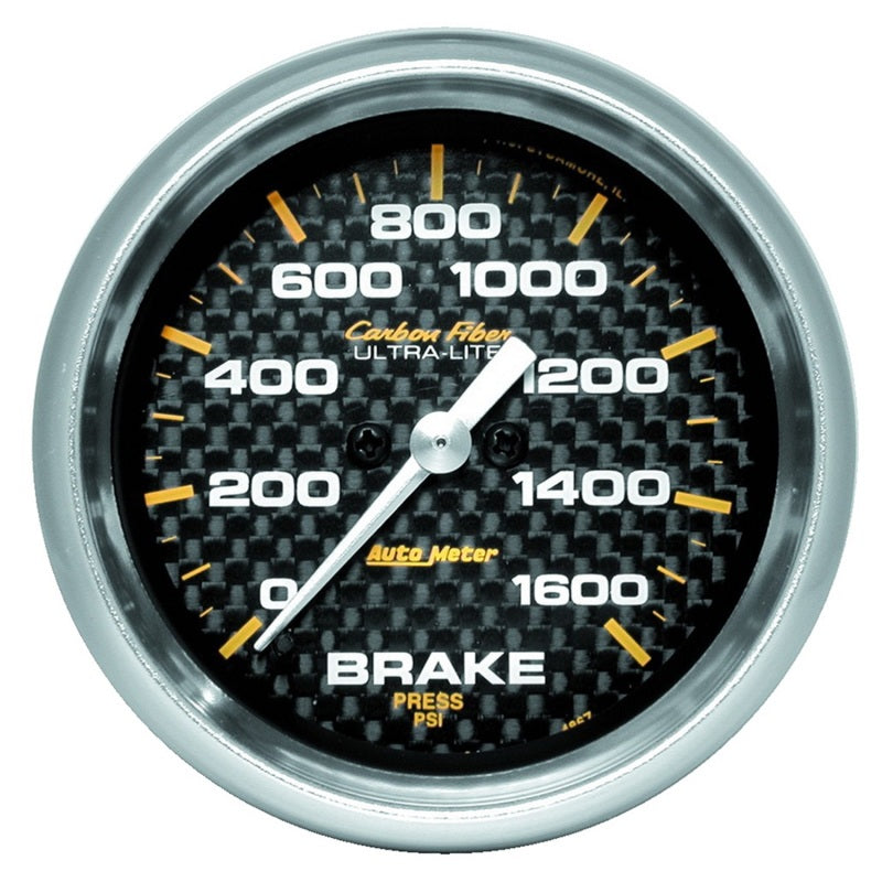 AutoMeter Gauge Brake Pressure 2- 5/8in 1600PSI Digital Stepper Motor - Carbon Fiber 4867
