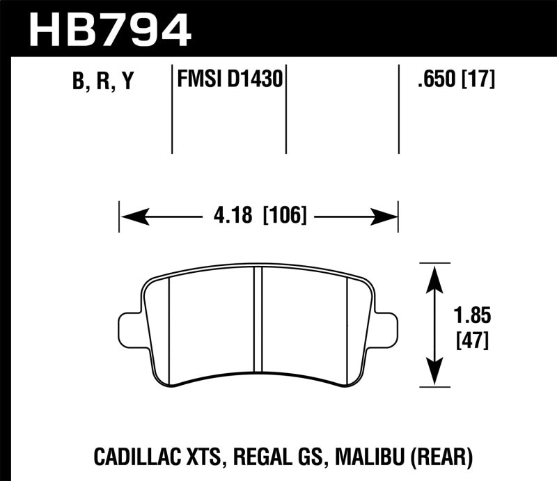 Hawk Performance Ceramic Rear Brake Pads - HB794Z.650