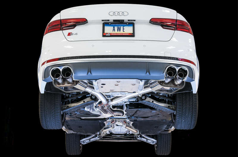 AWE Tuning Audi B9 S4 SwitchPath Exhaust - Non-Resonated (Silver 102mm Tips) AWE Tuning