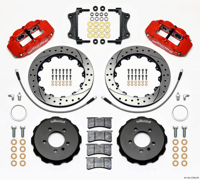 Wilwood Narrow Superlite 6R Front Hat Kit 12.88in Drill Red 06-12 Volkswagen GTI w/ Lines - eliteracefab.com