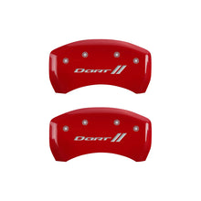 Load image into Gallery viewer, MGP 4 Caliper Covers Engraved Front &amp; Rear With stripes/Dart Red finish silver ch MGP