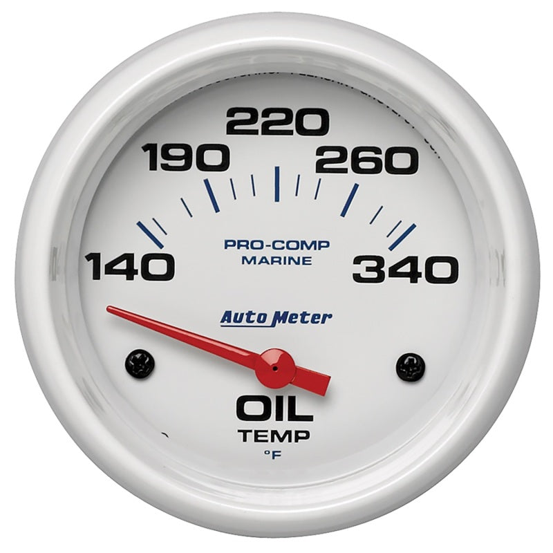 Autometer Marine White Air-Core Electric Oil Temperature Gauge 2-5/8in 140-300 Deg F 200765