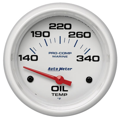 Autometer Marine White Air-Core Electric Oil Temperature Gauge 2-5/8in 140-300 Deg F 200765