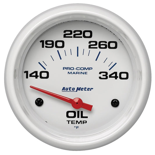 Autometer Marine White Air-Core Electric Oil Temperature Gauge 2-5/8in 140-300 Deg F 200765