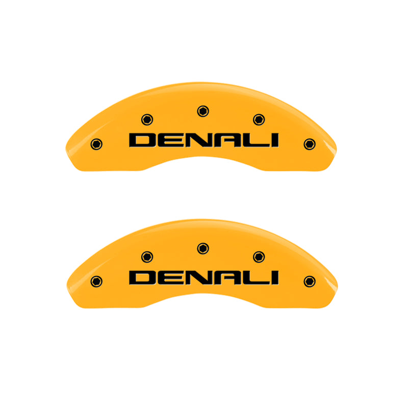 MGP 4 Caliper Covers Engraved Front & Rear Denali Yellow finish black ch MGP