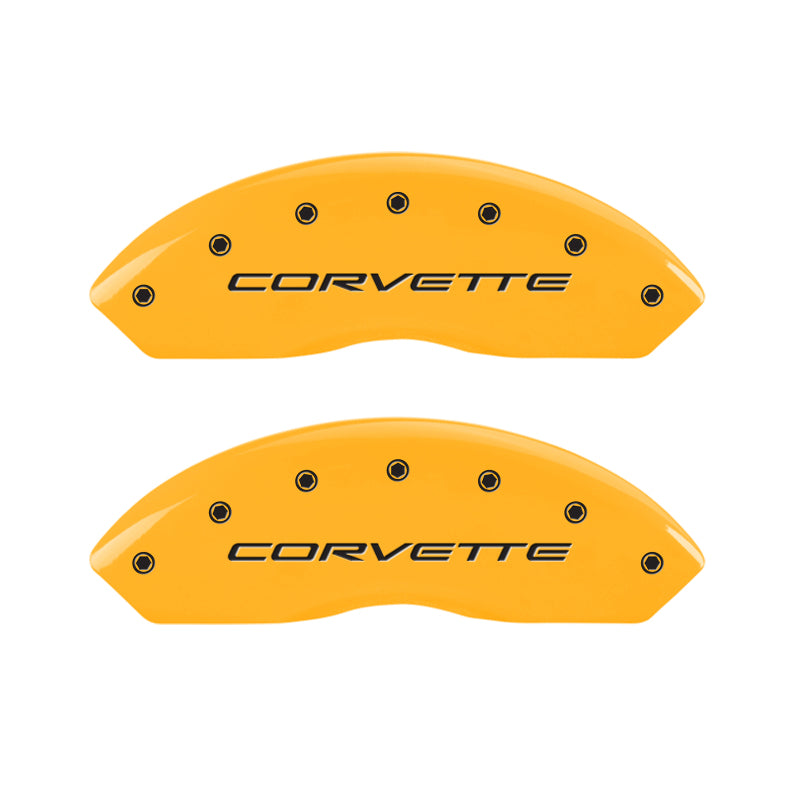 MGP 4 Caliper Covers Engraved Front & Rear C5/Corvette Yellow finish black ch - eliteracefab.com