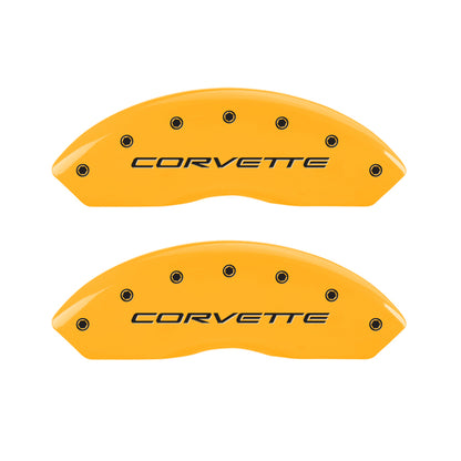 MGP 4 Caliper Covers Engraved Front & Rear C5/Corvette Yellow finish black ch - eliteracefab.com