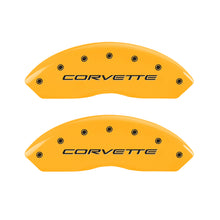 Load image into Gallery viewer, MGP 4 Caliper Covers Engraved Front &amp; Rear C5/Corvette Yellow finish black ch - eliteracefab.com