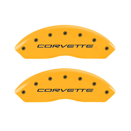 MGP 4 Caliper Covers Engraved Front & Rear C5/Corvette Yellow finish black ch - eliteracefab.com