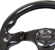 Load image into Gallery viewer, NRG Carbon Fiber Steering Wheel 320mm Flat Bottom Shinny Black Light Tone - eliteracefab.com