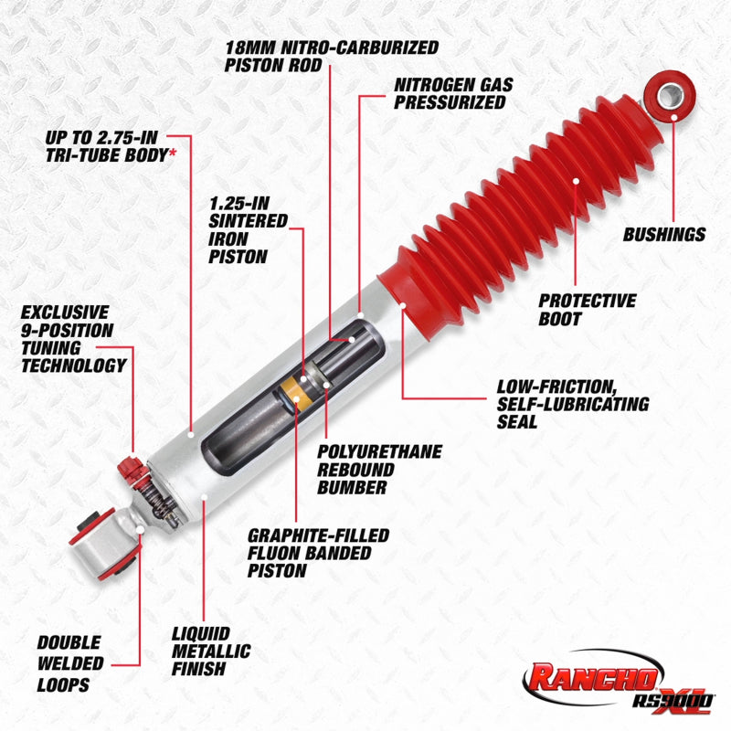 Rancho 97-06 Jeep TJ Rear RS9000XL Shock - eliteracefab.com