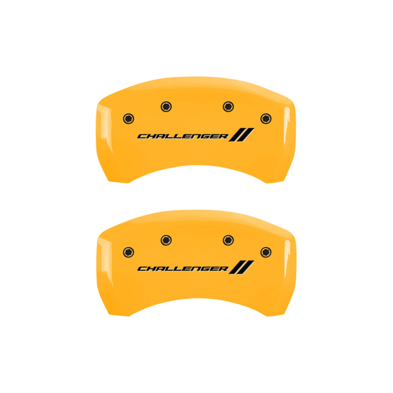 MGP 4 Caliper Covers Engraved Front & Rear With stripes/Challenger Yellow finish black ch MGP