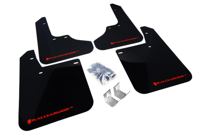 Rally Armor UR Mudflaps Black Urethane Red Logo 1993-2001 Impreza - eliteracefab.com