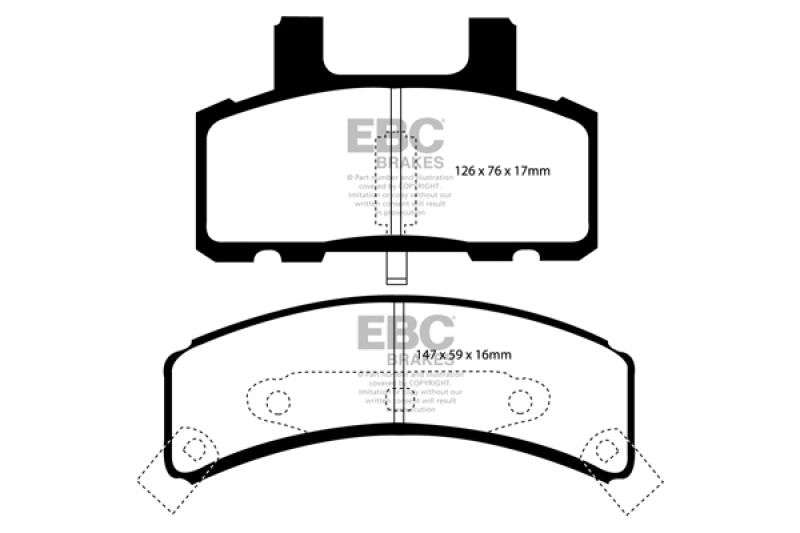 EBC 97-99 Cadillac Deville 4.6 (Rear Drums) Yellowstuff Front Brake Pads - eliteracefab.com
