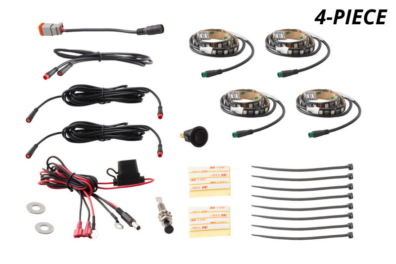 Diode Dynamics RGBW Engine Bay Strip Kit 2pc Multicolor Diode Dynamics