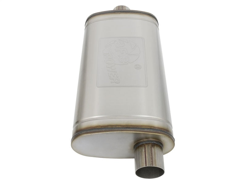 aFe MACHForce XP SS Muffler 3in Center Inlet / 3in Offset Outlet 22in L x 11n W x 6in H Body aFe