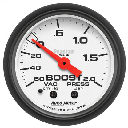 Autometer Phantom 2-1/16in 60CM/HG - 2.0 Bar - Mechanical Gauge 5703-M