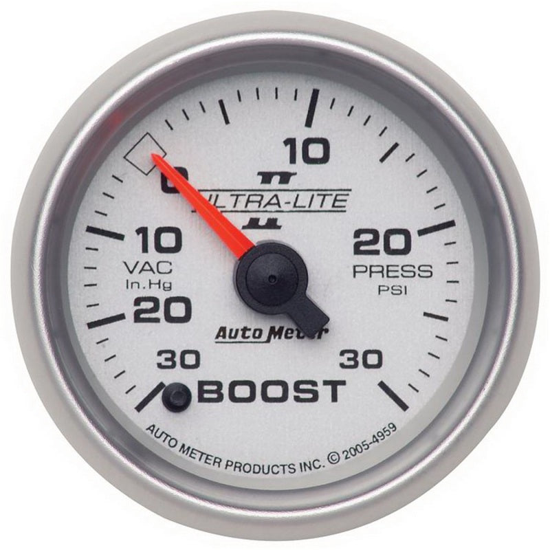 Autometer Ultra-Lite II 52mm 30 In Hg-Vac/30 PSI Full Sweep Electronic Vacuum/Boost Gauge