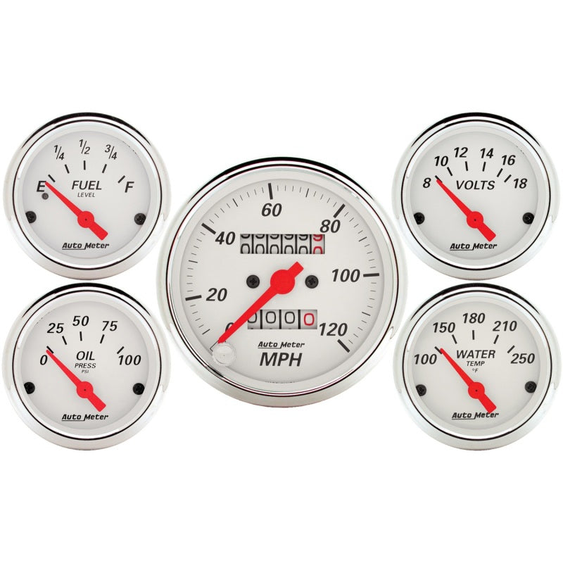 Autometer 5 piece Kit (Mech Speed/Elec Oil Press/Water Temp/Volt/Fuel Level) 1300
